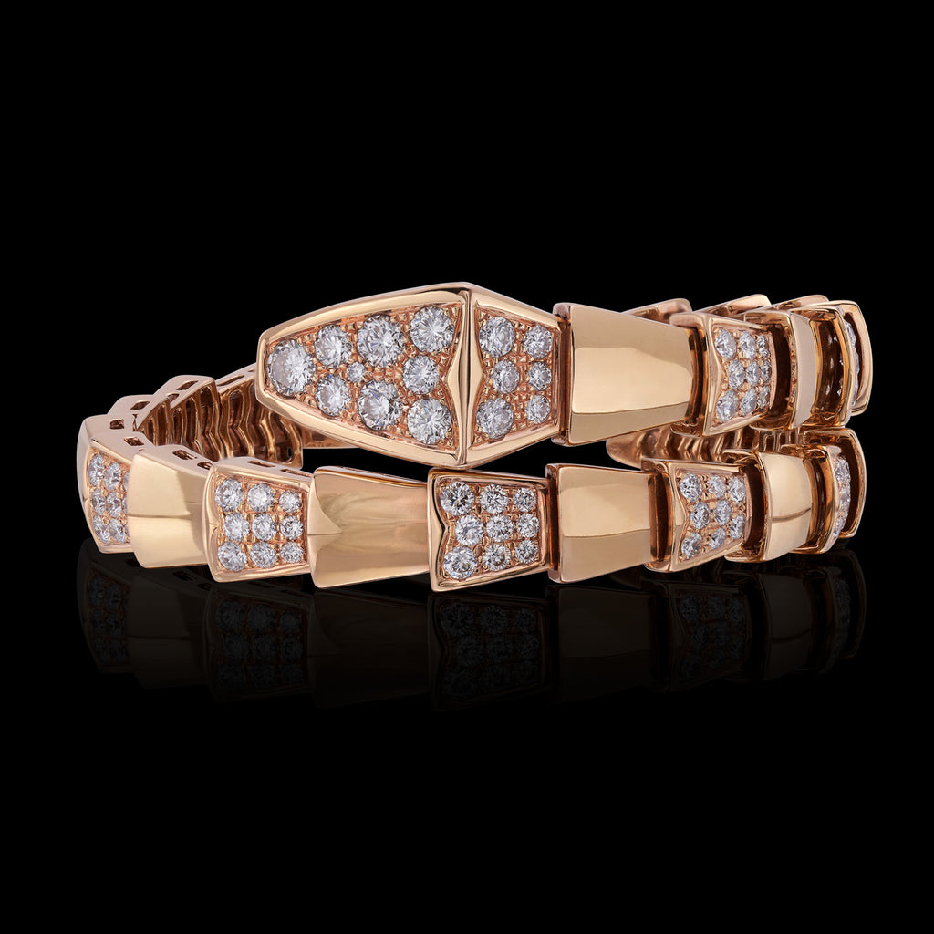 18k Rose Gold and Diamond Snake Bracelet
