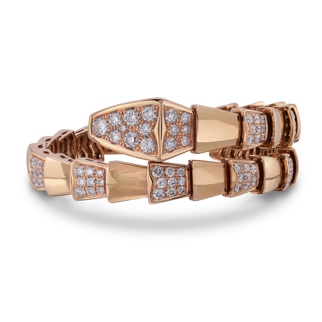 18k Rose Gold and Diamond Snake Bracelet