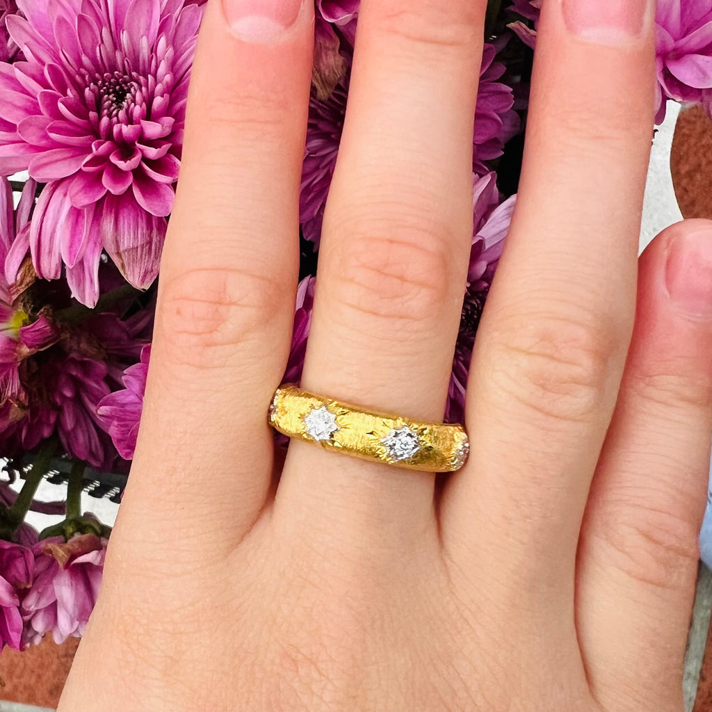 18k Two Tone Gold and Diamond Ring