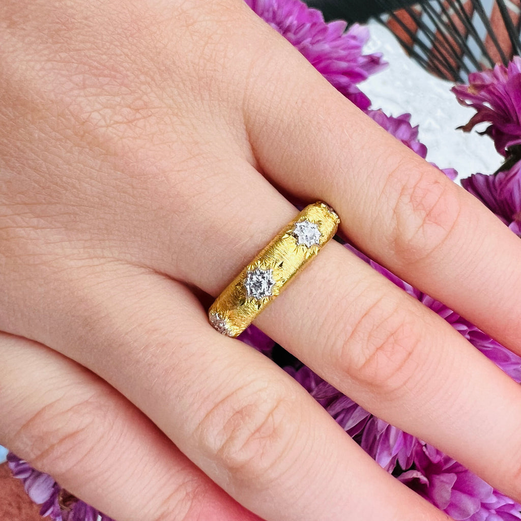 18k Two Tone Gold and Diamond Ring