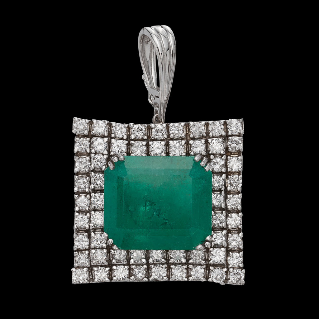 Estate Emerald & Diamond Pendant