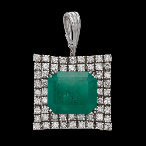 Estate Emerald & Diamond Pendant