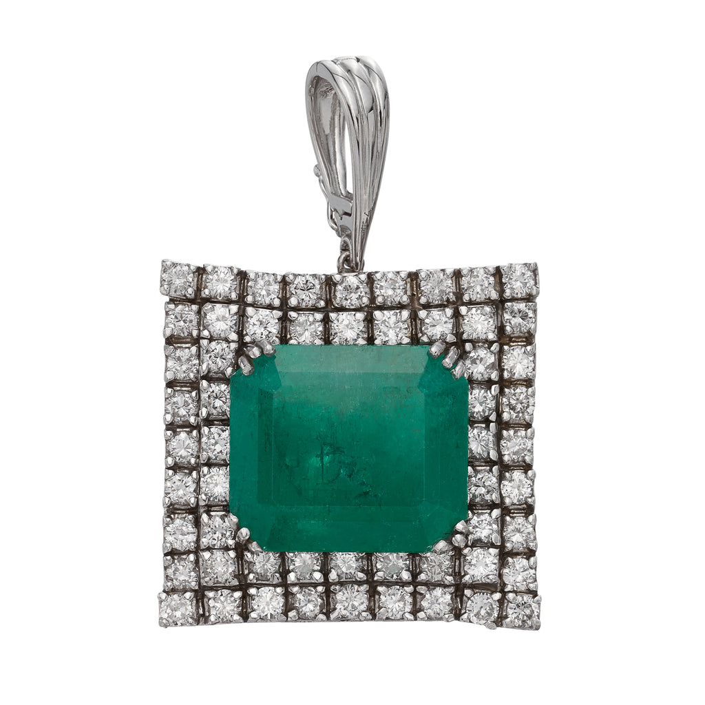 Estate Emerald & Diamond Pendant