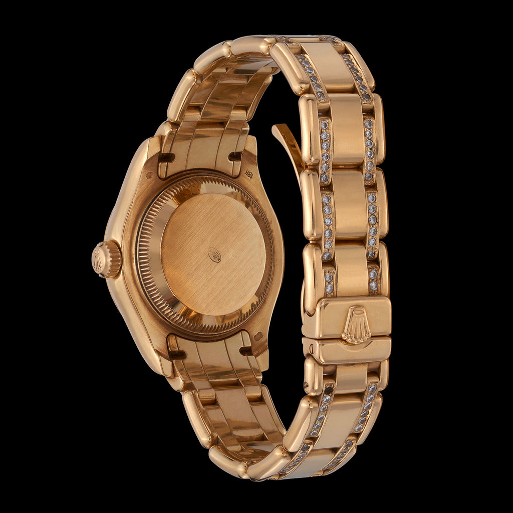 Rolex 18k Yellow Gold Woman's Datejust Pearlmaster Wristwatch