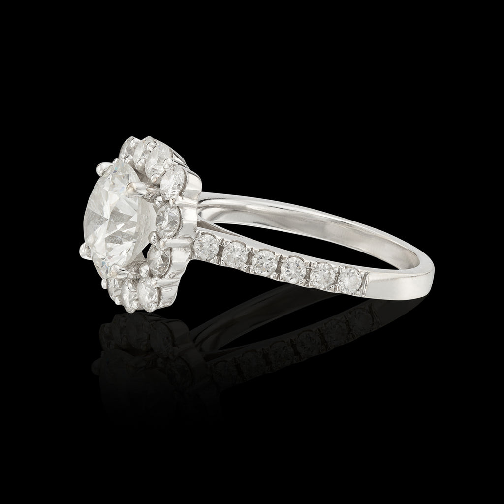 1.62ct GIA F/VS Natural Diamond Halo Engagement Ring