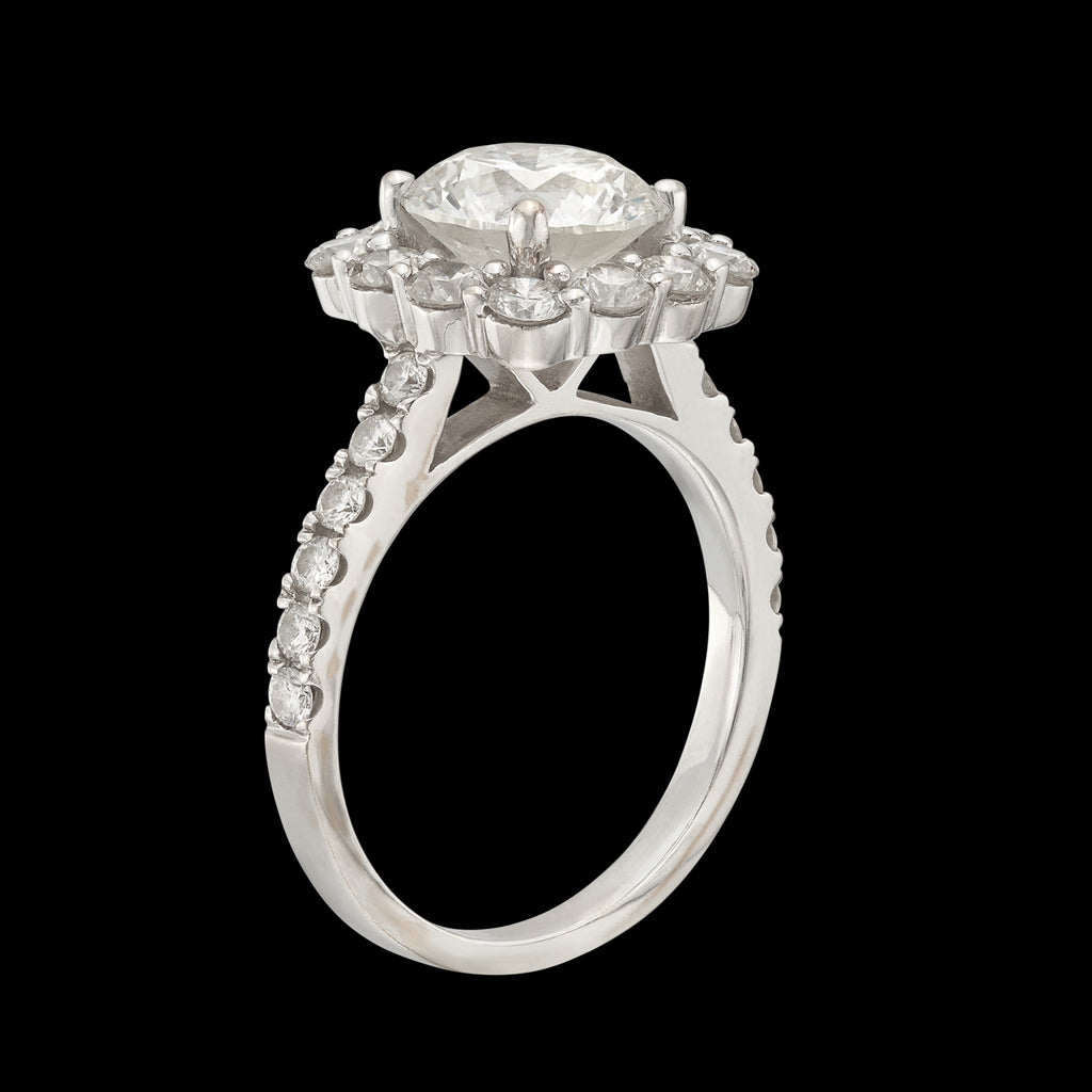 1.62ct GIA F/VS Natural Diamond Halo Engagement Ring