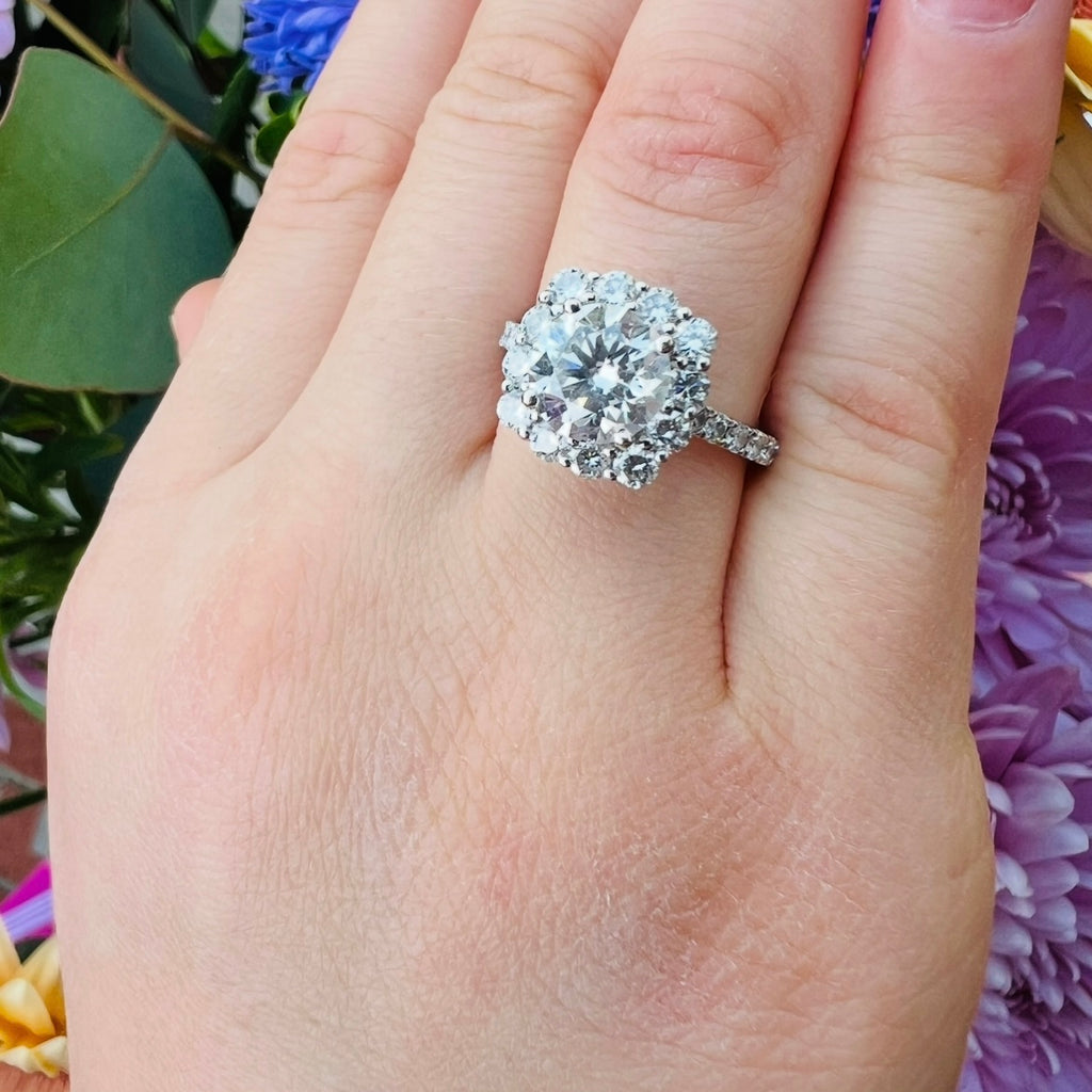 1.62ct GIA F/VS Natural Diamond Halo Engagement Ring