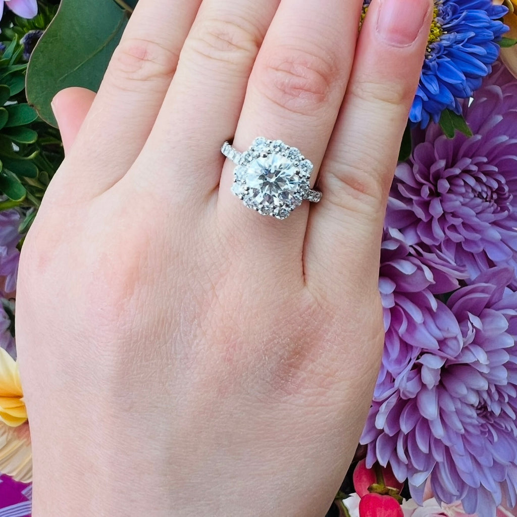 1.62ct GIA F/VS Natural Diamond Halo Engagement Ring