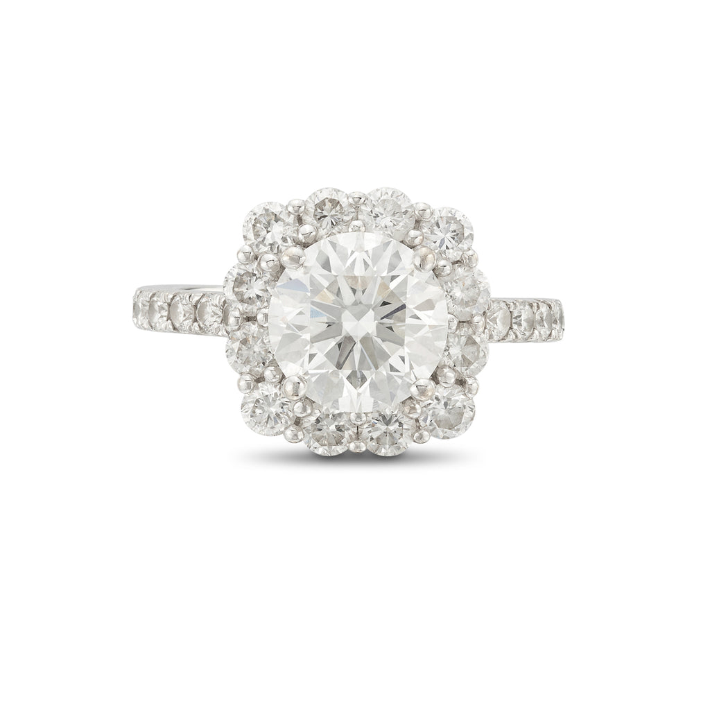 1.62ct GIA F/VS Natural Diamond Halo Engagement Ring