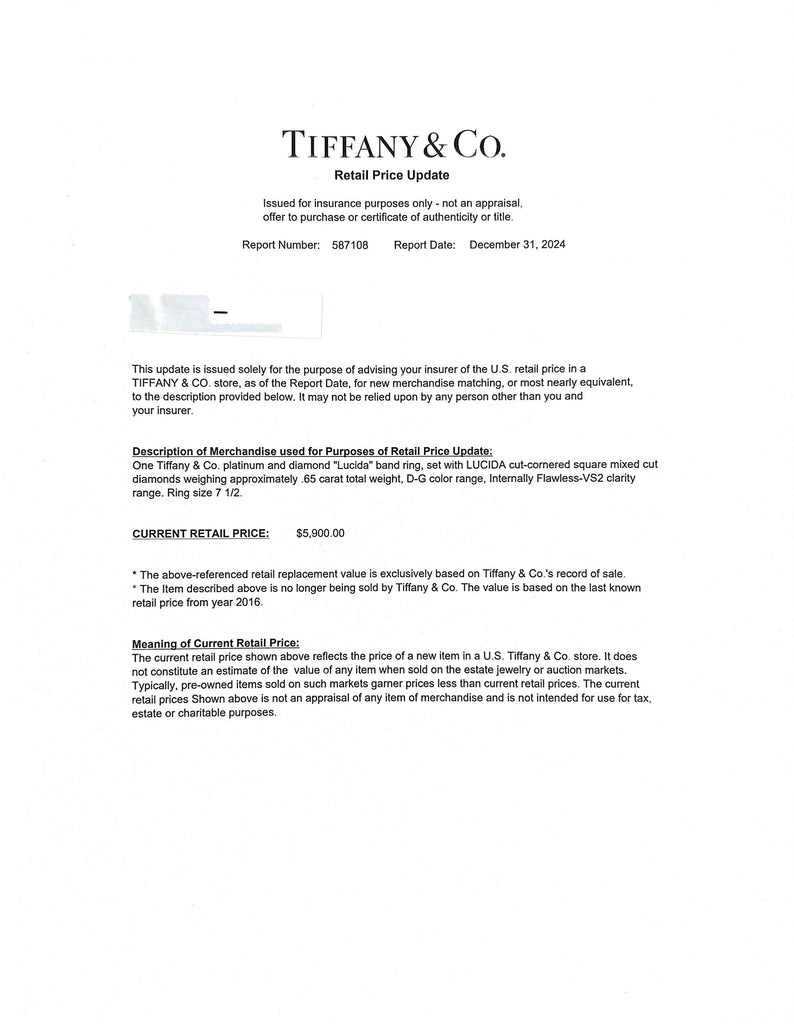 Tiffany & Co "Lucida" Diamond Wedding Band