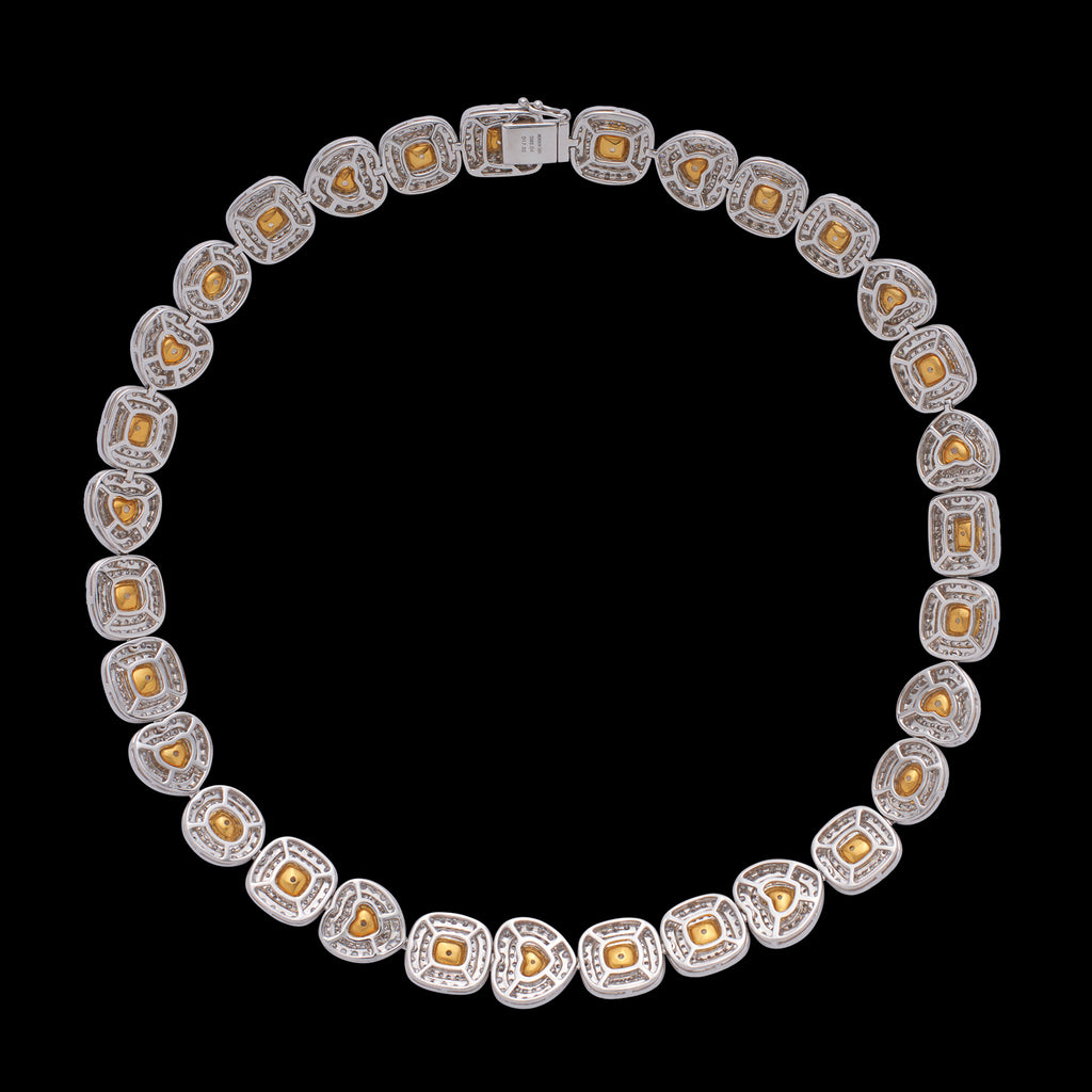 Yellow & White Diamond, 18k White Gold Necklace