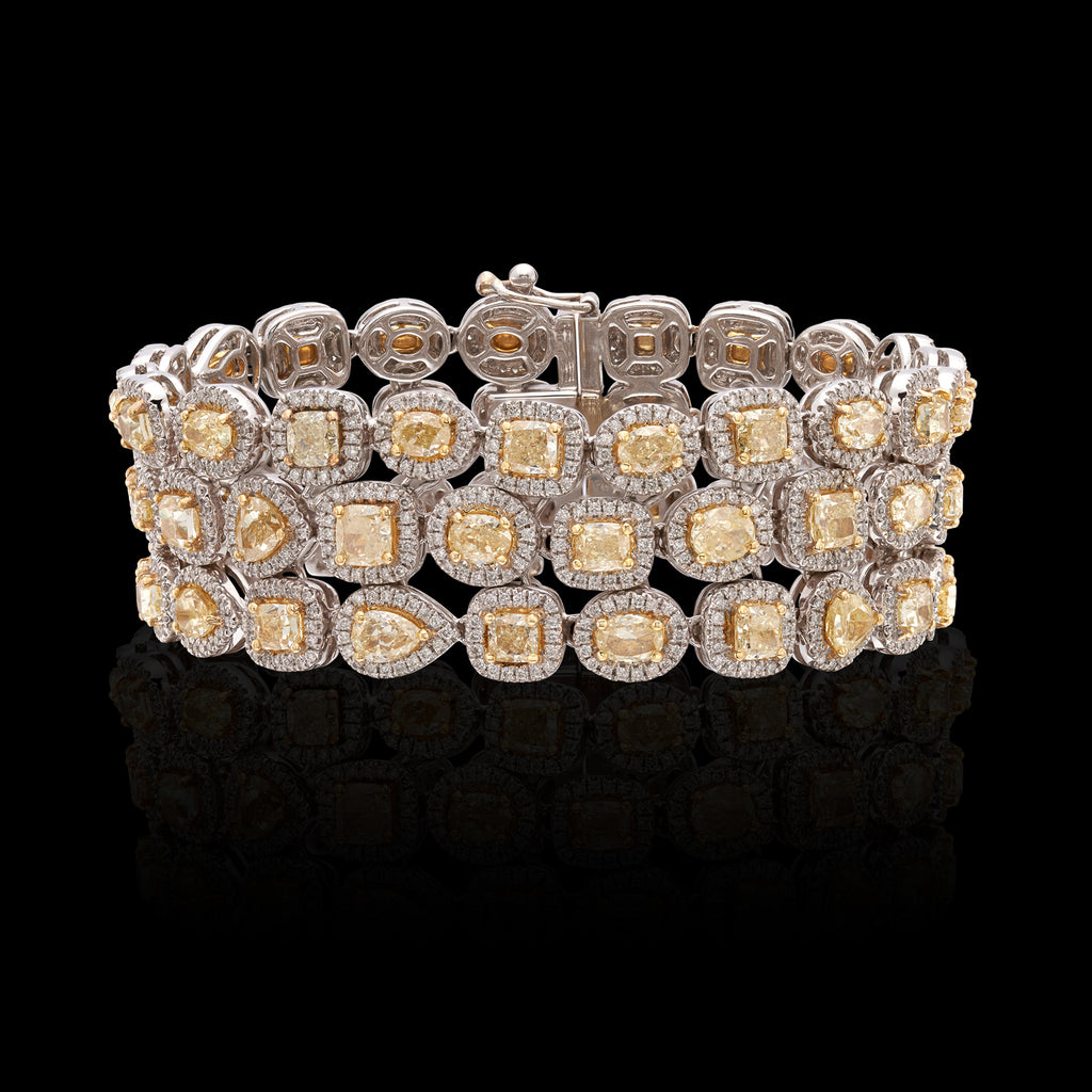 Yellow & White Diamond 18k White Gold Bracelet