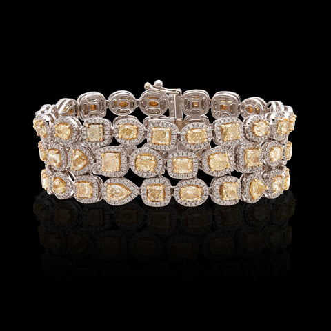 Yellow & White Diamond 18k White Gold Bracelet