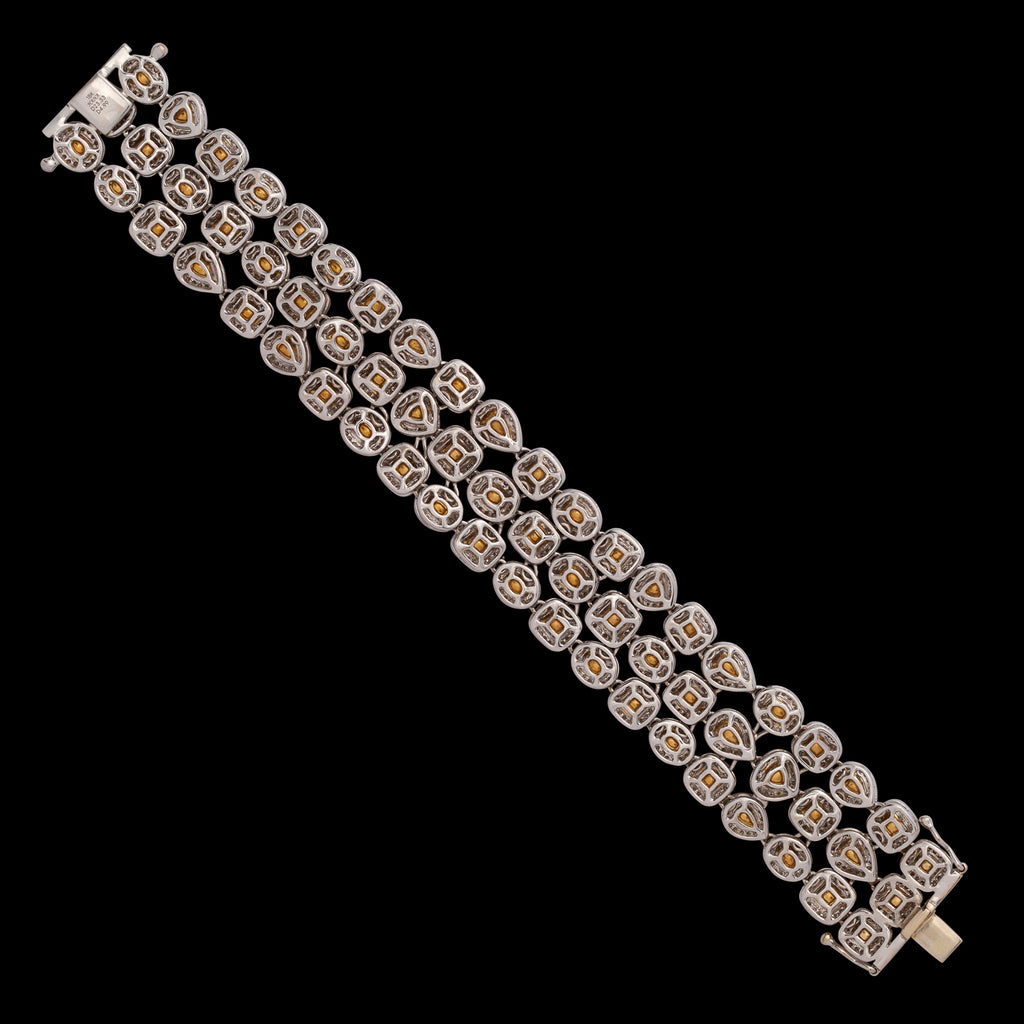 Yellow & White Diamond 18k White Gold Bracelet