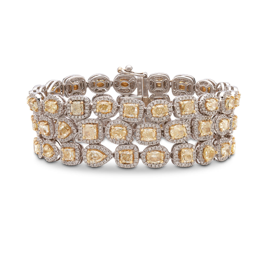 Yellow & White Diamond 18k White Gold Bracelet