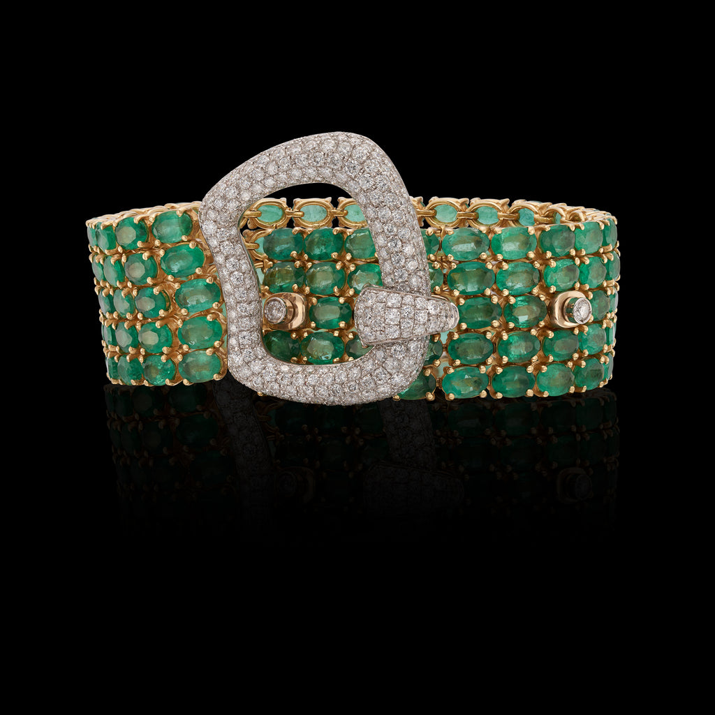 Emerald and Diamond Buckle Bracelet