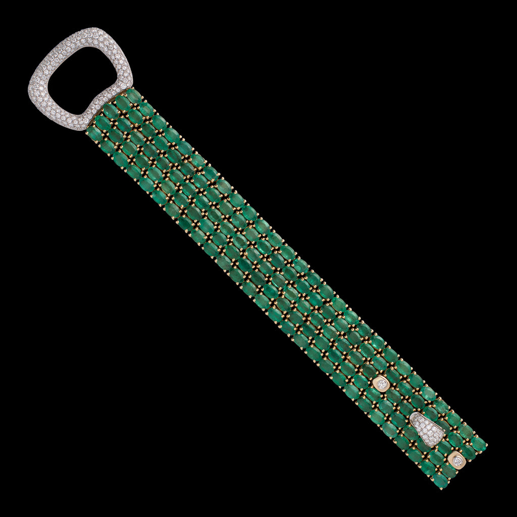 Emerald and Diamond Buckle Bracelet