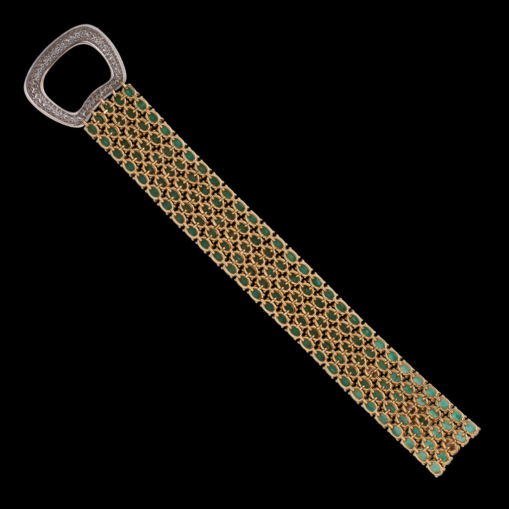 Emerald and Diamond Buckle Bracelet