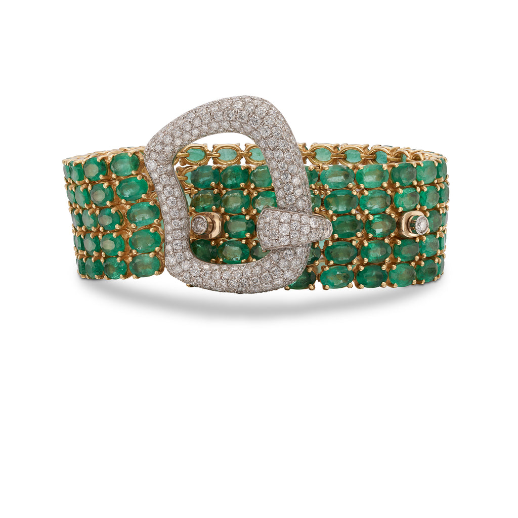 Emerald and Diamond Buckle Bracelet