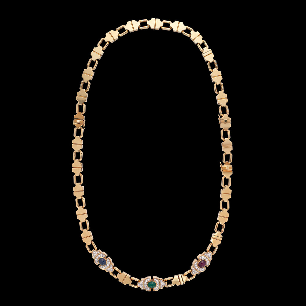 Versatile 18k Yellow Gold and Gem-Set Necklace