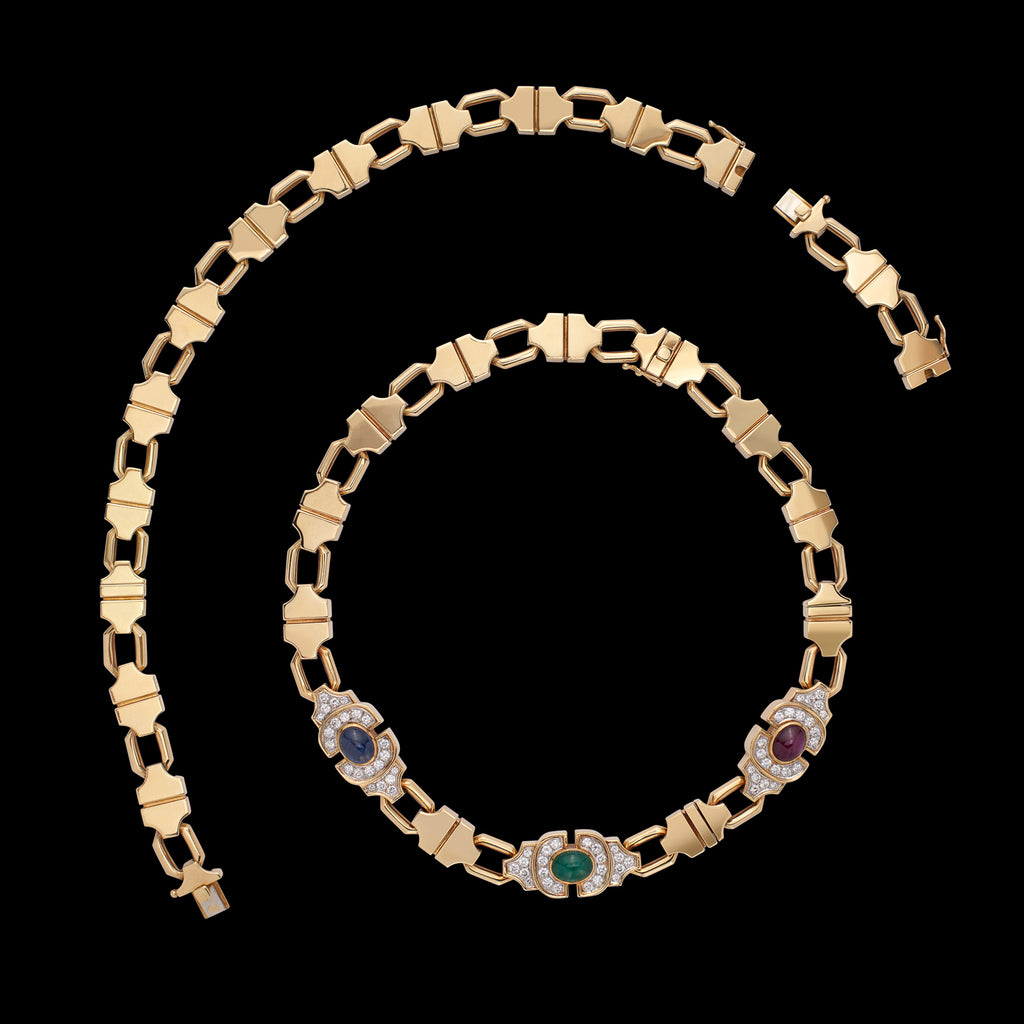 Versatile 18k Yellow Gold and Gem-Set Necklace