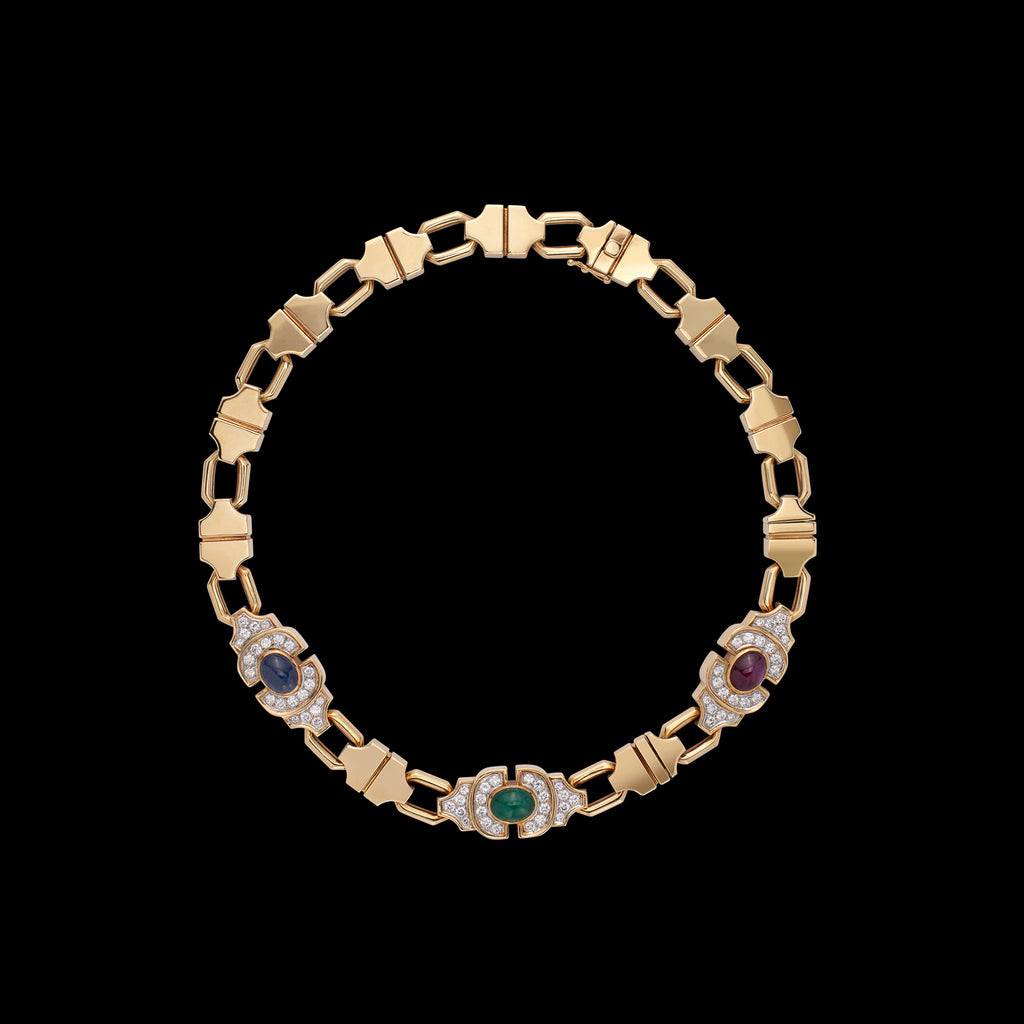 Versatile 18k Yellow Gold and Gem-Set Necklace
