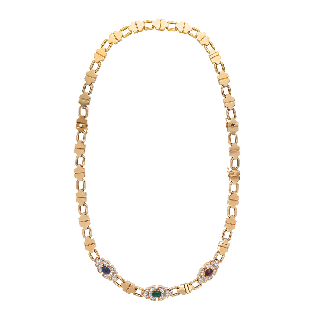 Versatile 18k Yellow Gold and Gem-Set Necklace