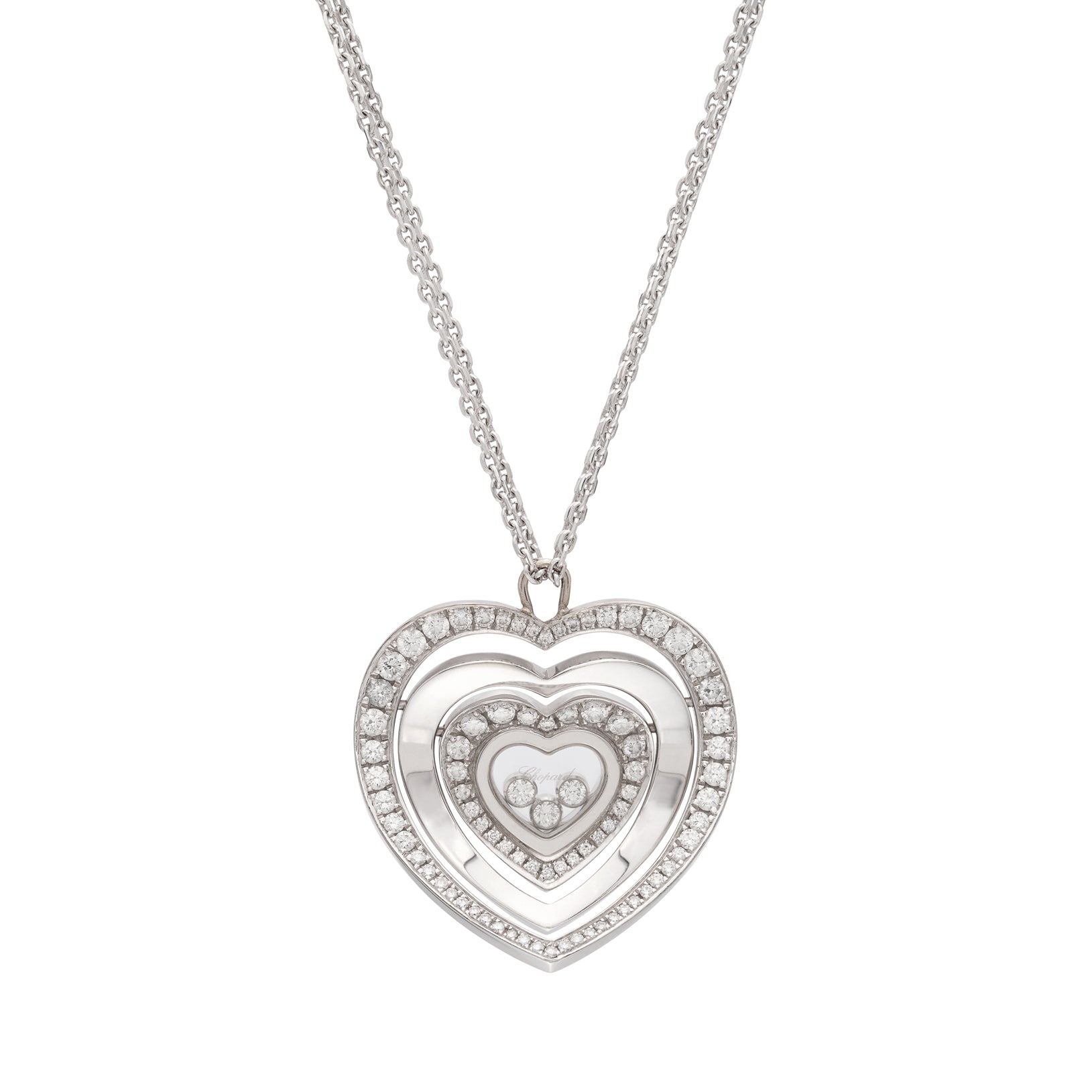 Chopard 18k White Gold Happy Diamonds Pendant Necklace