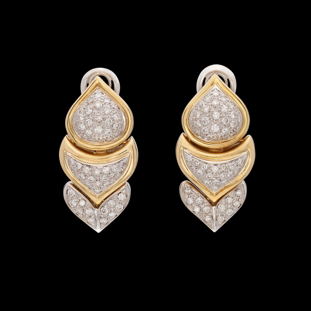 18k Bicolor Gold & Diamond Earrings