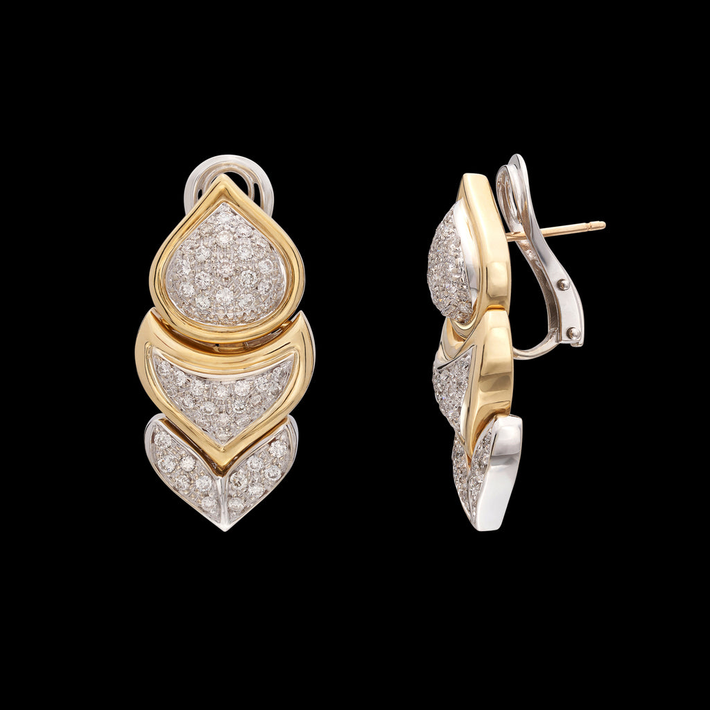 18k Bicolor Gold & Diamond Earrings