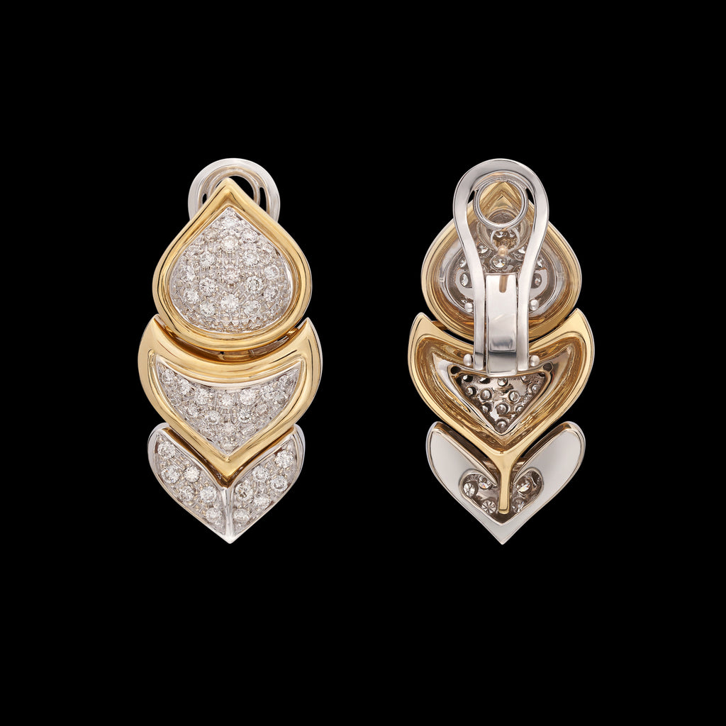 18k Bicolor Gold & Diamond Earrings