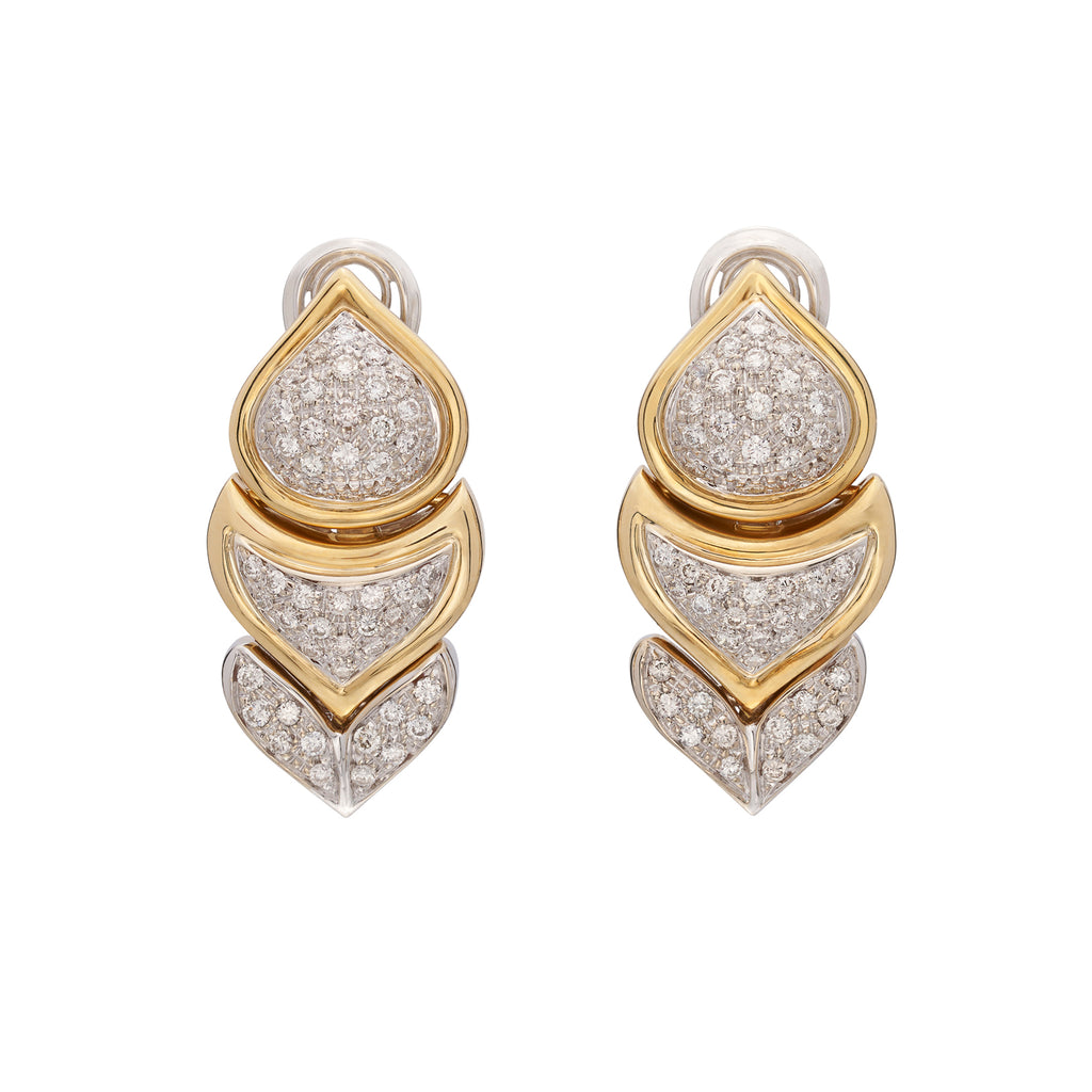 18k Bicolor Gold & Diamond Earrings