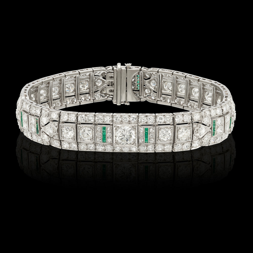 Exceptional Art Deco Diamond & Emerald Bracelet