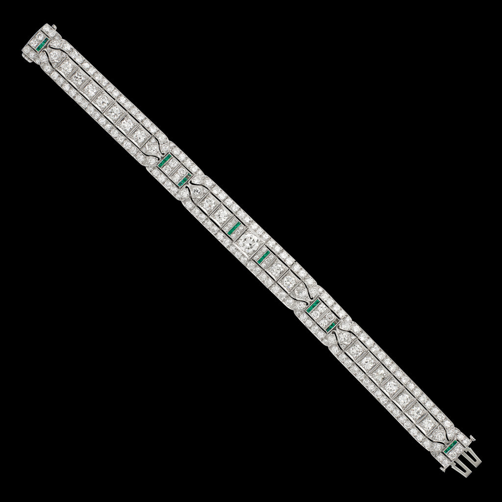 Exceptional Art Deco Diamond & Emerald Bracelet