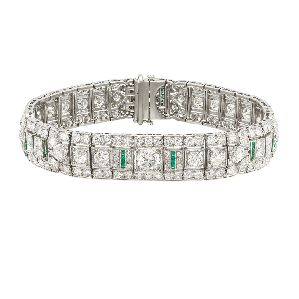 Exceptional Art Deco Diamond & Emerald Bracelet