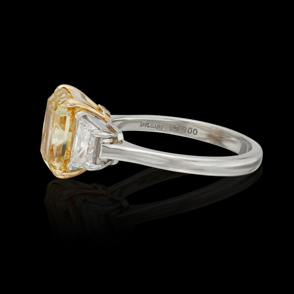 Phenomenal Bulgari Fancy Vivid Yellow Diamond Ring
