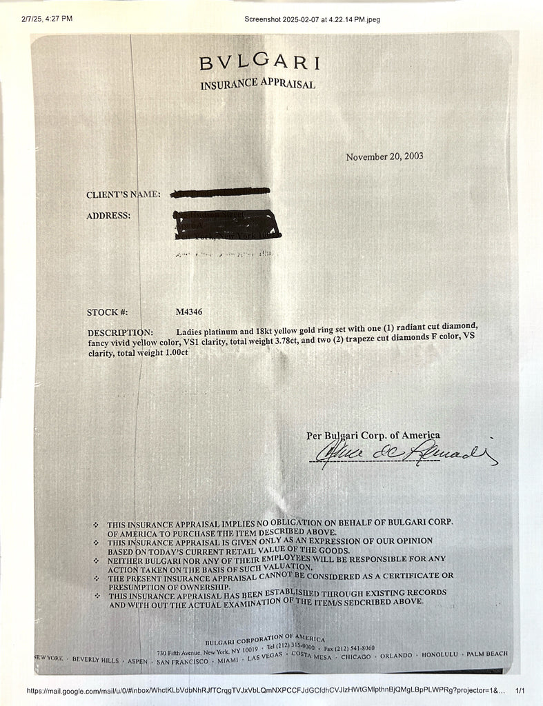 Phenomenal Bulgari Fancy Vivid Yellow Diamond Ring