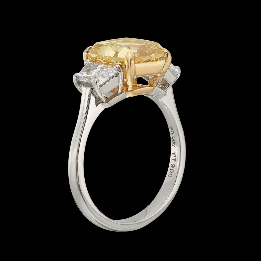 Phenomenal Bulgari Fancy Vivid Yellow Diamond Ring
