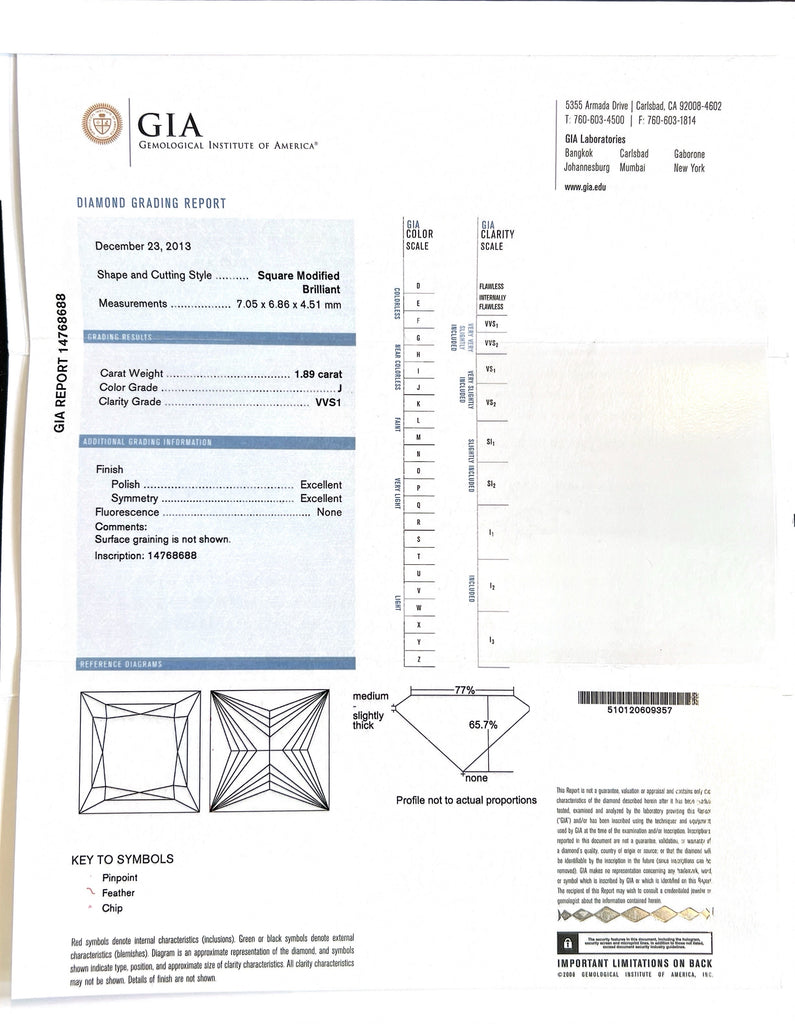Impressive 1.89ct GIA Princess Cut Diamond Ring