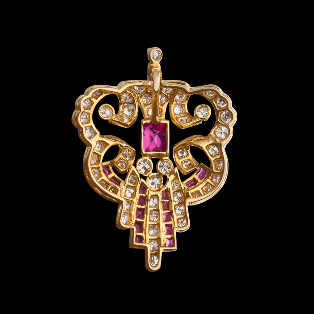 Yellow Gold Diamond & Ruby Estate Pendant