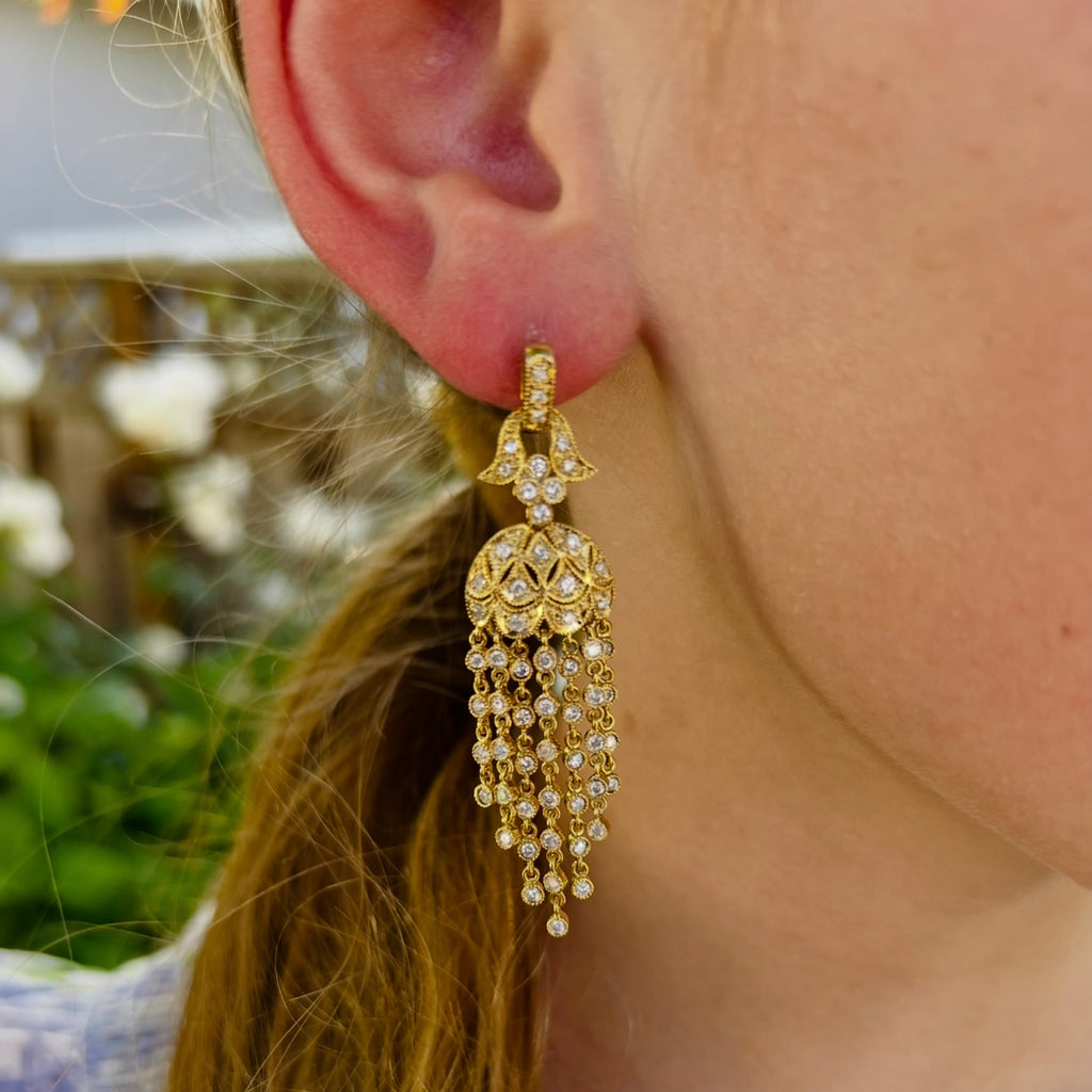 14kt Yellow Gold Diamond Drop Earrings