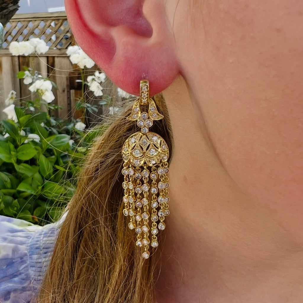 14kt Yellow Gold Diamond Drop Earrings