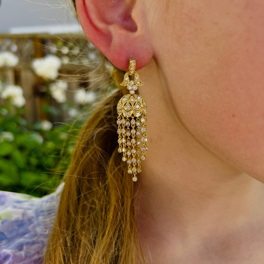 14kt Yellow Gold Diamond Drop Earrings