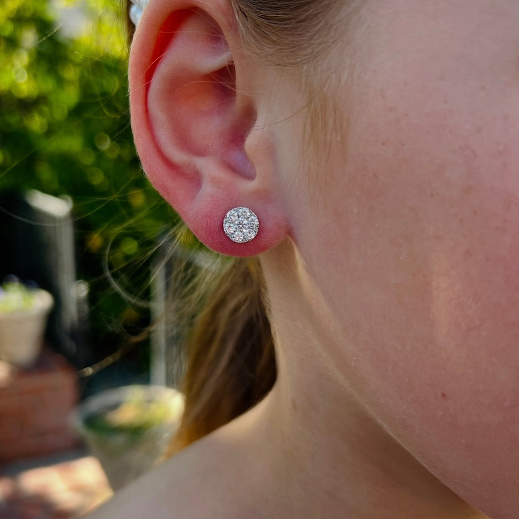 White Gold Pearl & Diamond Drop Earrings