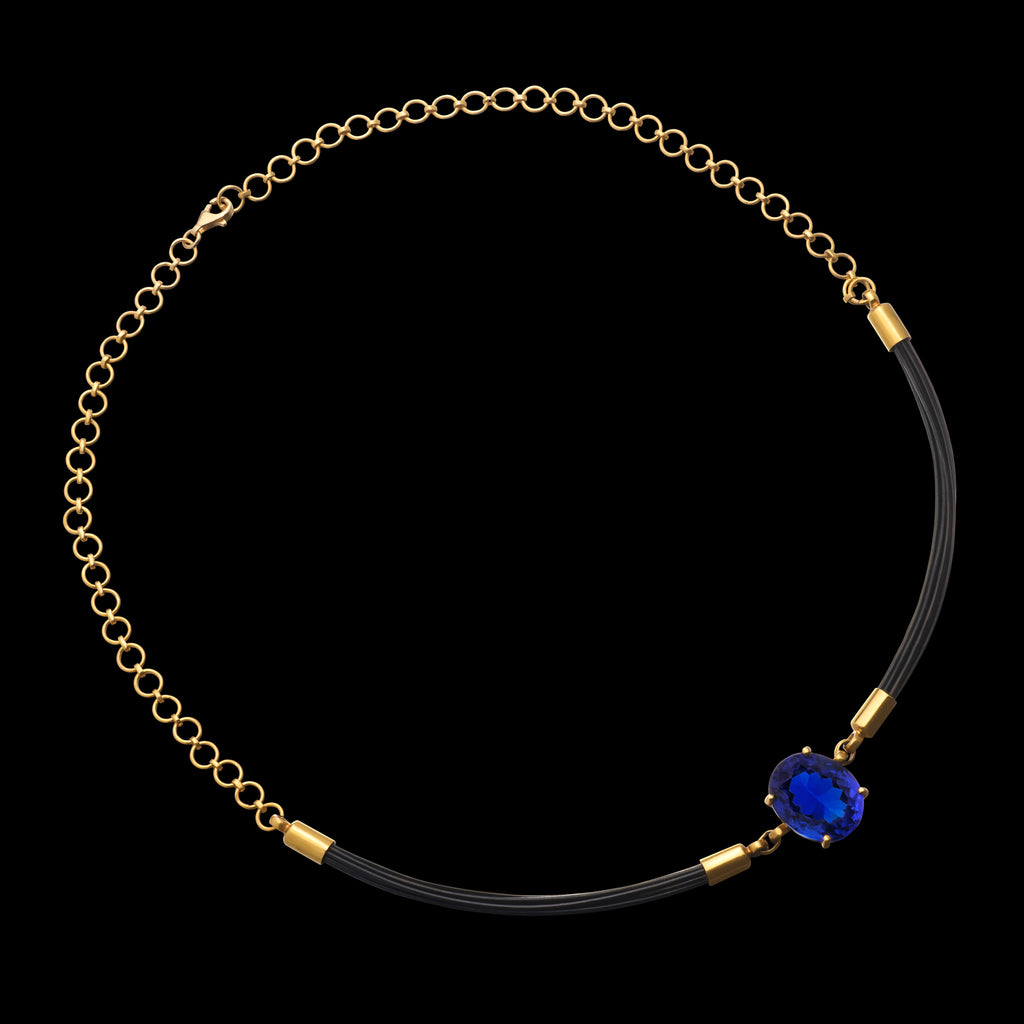 Yellow Gold 16 carat Tanzanite Necklace
