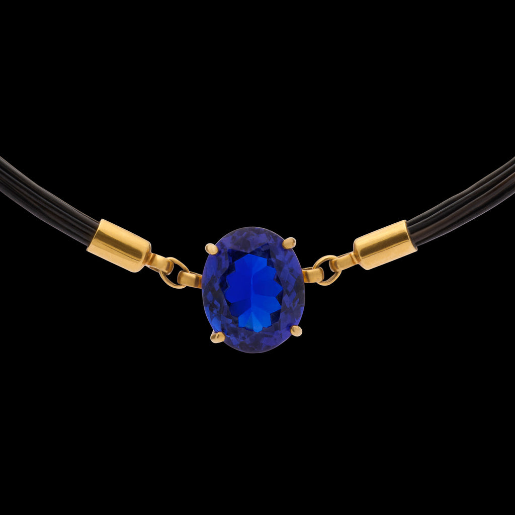 Yellow Gold 16 carat Tanzanite Necklace