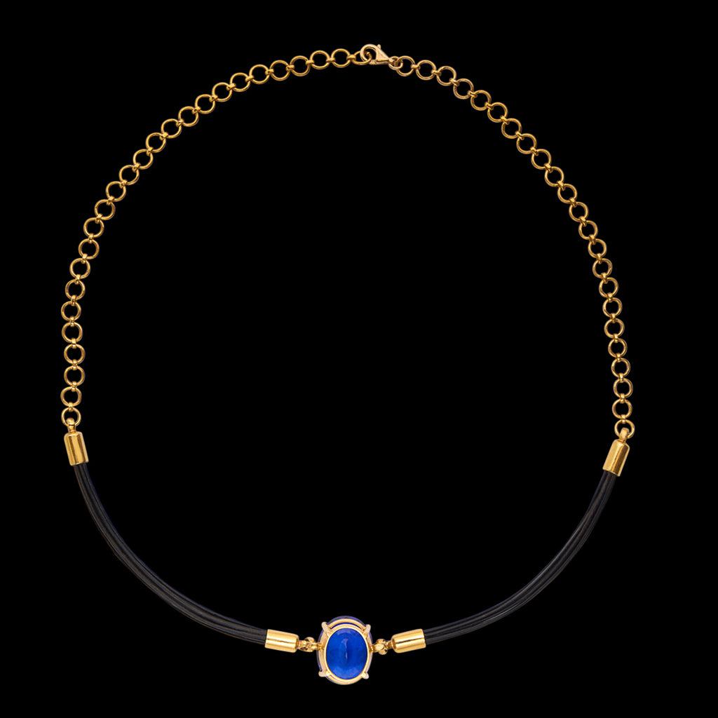 Yellow Gold 16 carat Tanzanite Necklace