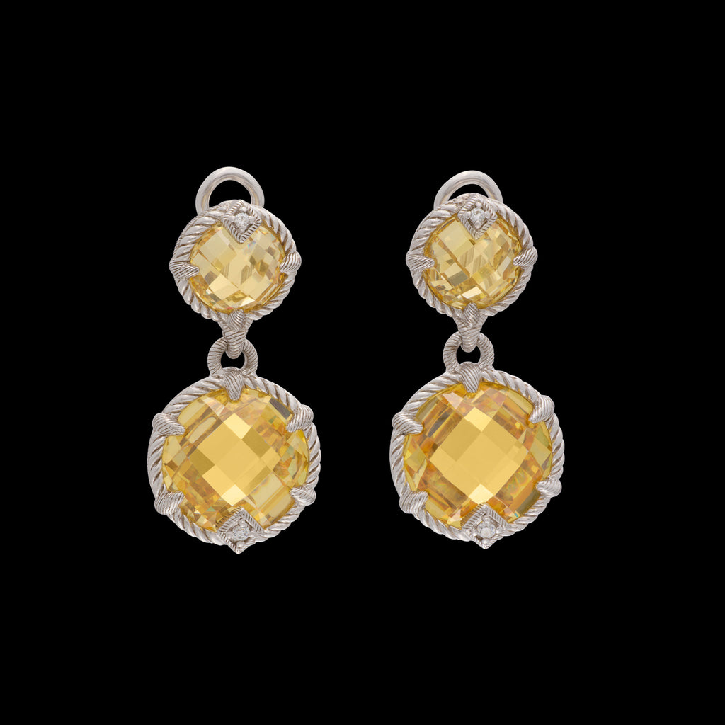 Judith Ripka Citrine Silver Drop Earrings
