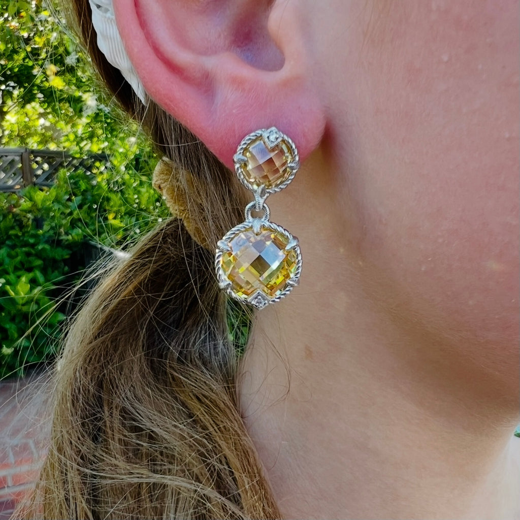Judith Ripka Citrine Silver Drop Earrings