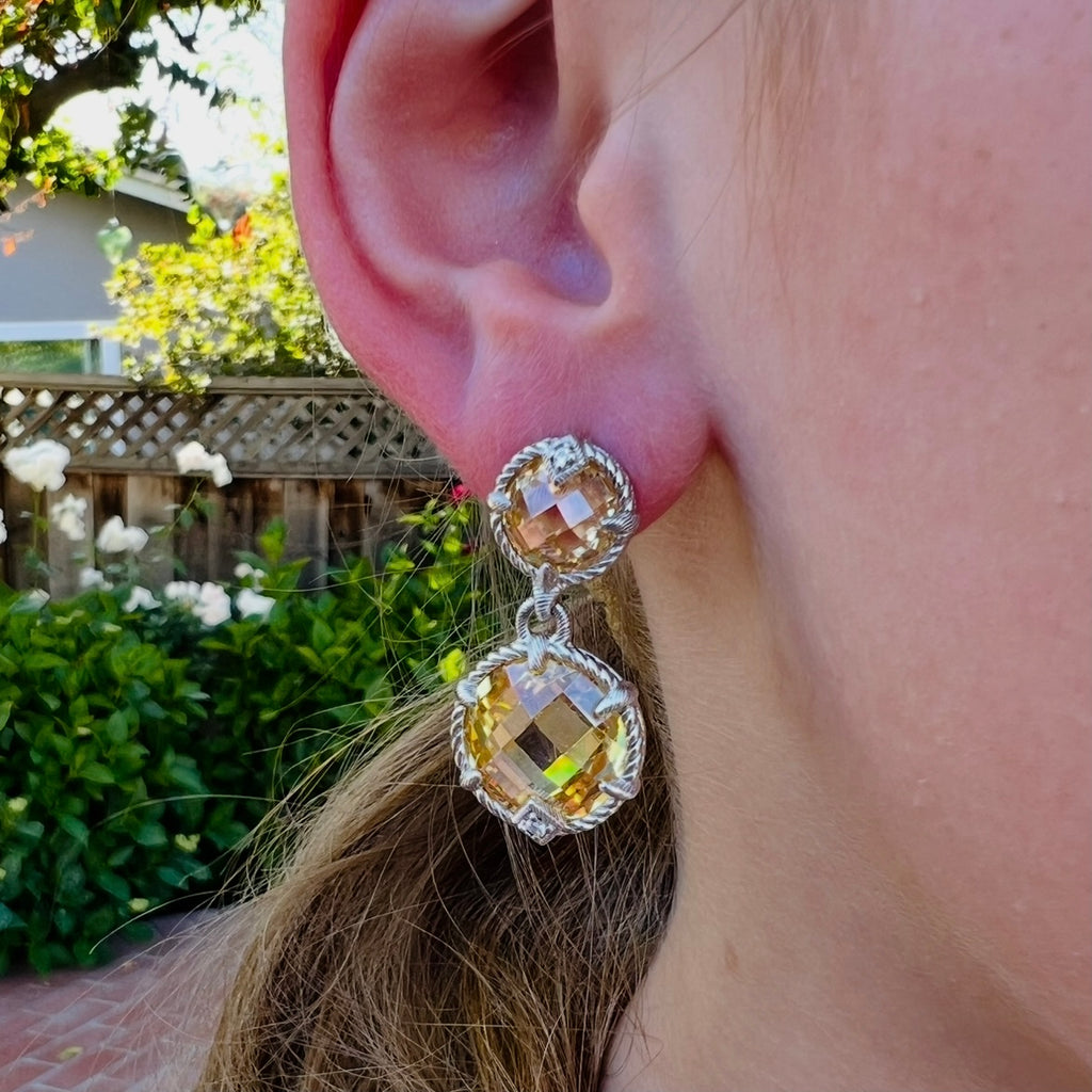 Judith Ripka Citrine Silver Drop Earrings